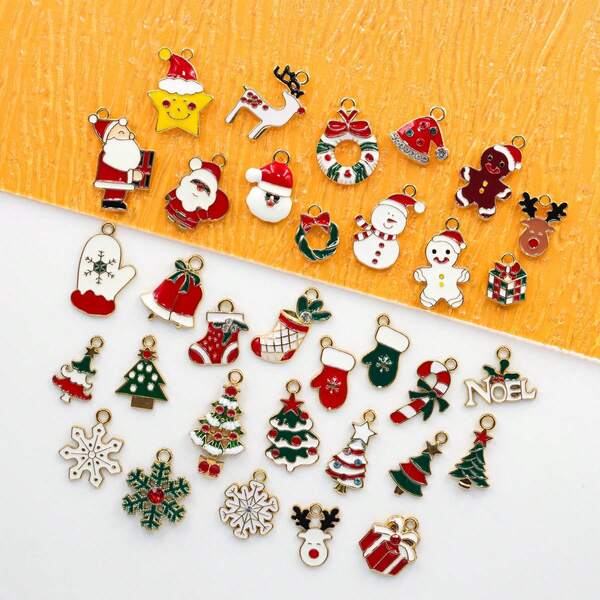 20 قطعة خليط من سبائك الزنك المطلية بالمينا بتصاميم كرتونية كقلادات للكريسماس، مناسبة للرجال والنساء، صنع مجوهرات DIY للأعياد، هدايا أساور وقلائد، تميمة هاتف آيفون 17