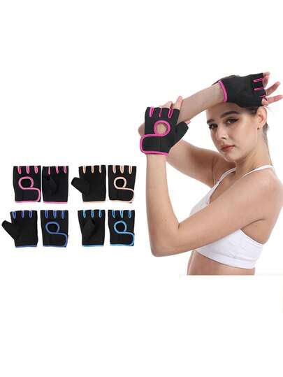 1 Paar unisex Halbfinger Fitness Handschuhe, atmungsaktiv & langanhaltend für Gewichtheben, Gym-Training, Radfahren