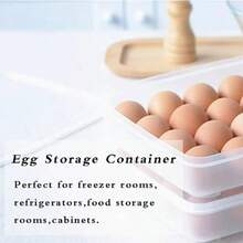 1pc Refrigerator Egg Holder With Cover, Devil Egg Tray Rack, Fridge Egg Organizer, Stackable Plastic Egg Storage Container, Holds 24 Eggs