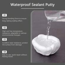 防水管道密封修补密封粘土 6 件装白色可塑硅酮腻子，快速修补泥，适用于管道连接、墙孔、空调孔 - 8件 - 查看 6