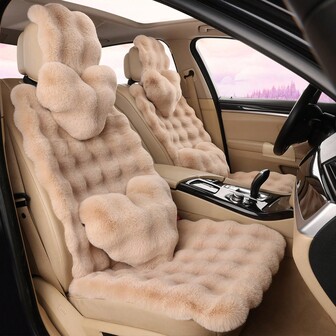 1pc Plush Heart-Shaped Headrest Lumbar Pillow, Soft & Comfortable Plush Car Neck Pillow