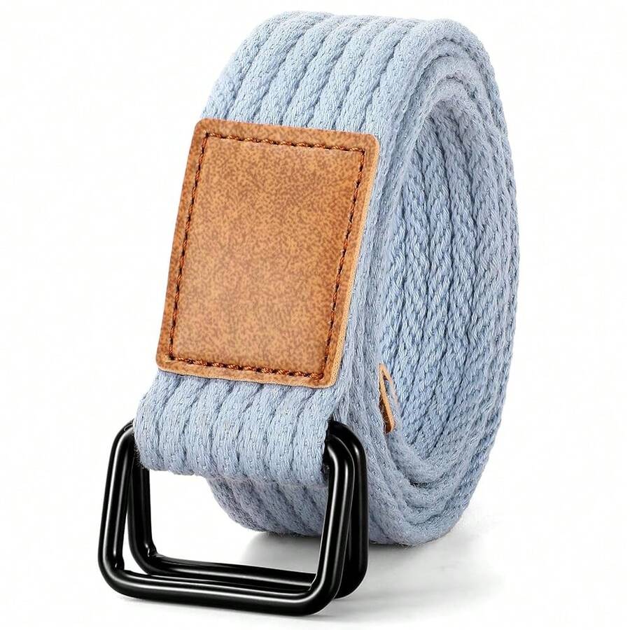 JASGOOD Men Canvas Double Ring Belt Plus Size Men Cloth Casual Belt For Jeans Pants{"Color_name":"LightGrey(Canvas)","Size_name":"FitsWaistSize39\"-44\""} - 多色21 - 查看 1