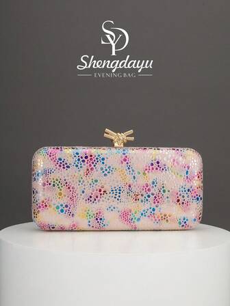 1 件闪亮优雅时尚 PU 女士手提包，奢华女士晚宴手拿包，配可拆卸金属链带，适合派对女郎、新娘，是节日馈赠佳品。非常适合万圣节、圣诞节、舞会、婚礼、派对和正式活动，可与节日派对礼服、长袍和亮片服装完美搭配。