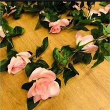 2m Artificial Spring Autumn Flower String Plants Foliage Roses - White - View 4