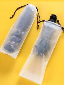 1 Piece Frosted Clear Plastic Reusable Drawstring Umbrella Storage Bag, Portable Umbrella Storage Case (Various Rope Colors, Portable Translucent Frosted Umbrella Bag With Waterproof Drawstring Closure, Foldable And Reusable Umbrella Bag