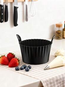 1 pieza/2 piezas/4 piezas/6 piezas Moldes de silicona negra para freír al aire - Moldes redondos antiadherentes para magdalenas y tartas con diseño de textura acanalada para pasteles, tartas de huevo, magdalenas - Accesorios de cocina duraderos para una cocción uniforme y fácil desmoldado, preparación de pasteles | Utensilios de cocina modernos | Material fácil de limpiar, accesorios de horneado