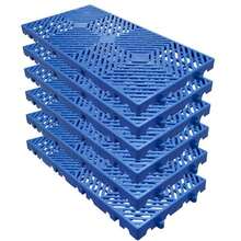 Plastic Pallets For Basement Storage (Set Of 6) - 11.8"X23.6"X1.18" Waterproof Floor Pallets, Ventilated Grid Design, HDPE Heavy Duty Storage Pads For Garage/Kitchen/Outdoor  6Pcs Plastic Pallets, Lightweight Waterproof Floor Pallet, Interlocking With Breathable Grids Storage Pad For Basement Storage, Indoor And Outdoor, Support Up To 2000 Lbs - 藍色 - 查看 1