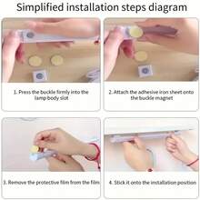 1 pièce Lampe de lecture LED intelligente avec bouton-poussoir, température de couleur à 3 couleurs, support magnétique, prise USB, luminosité et couleur réglables pour bureau, cuisine, espace de rangement, veilleuse murale, lampe d'armoire Éclairage LED moderne - Multicolore - Voir 9