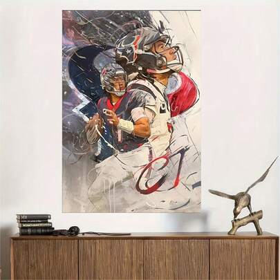 1pc Frameless CJ Stroud Inspirational Football Canvas Wall Art Poster, Motivational Sports Decor For Bedroom, Office, Man Cave