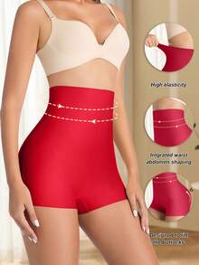 New Fashionable & Comfortable High Waist Seamless Shaping Panties, Tummy Control, Butt Lifting, Slimming Shorts For Women - Red - View 4
