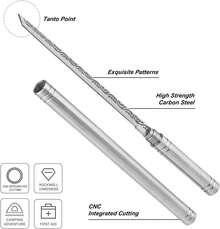 Hoja de acero inoxidable, todo el mango sólido de acero para uso doméstico, campamento al aire libre, cuchillo de bolsillo de pesca, cuchillo táctico de supervivencia, 8.47 pulgadas - plata - Plateado - Ver 11