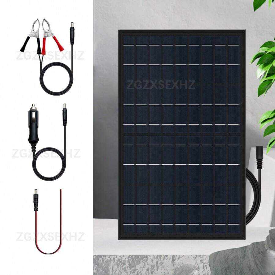ZGZXSEXHZ 1 块 10W 便携式黑色太阳能电池板，带直流端口，高效输出，适用于房车旅行、自驾游、户外露营、庭院和阳台照明、宠物屋通风、徒步旅行和探险、钓鱼、应急备用电源、移动充电、小家电电源 - 10W黑色邊框DC太陽能板 - 查看 1