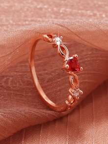 خاتم خطوبة بشكل قلب مرصع بالزركونيا المكعبة اللامعة قطعة واحدة، مناسب للنساء، تصميم فاخر وعاطفي، مثالي للخطبة والزفاف والذكرى السنوية وعيد الميلاد وعيد الحب وعيد الشكر والميلاد