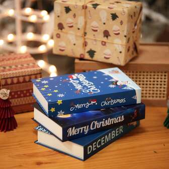 2 件圣诞装饰书，现代英式简约可折叠仿书，家居装饰，酒店，图书馆装饰品