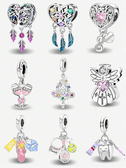 1 pieza Colgante de atrapasueños de loto de plata esterlina 925, adecuado para accesorios de joyería DIY pulsera para mujeres