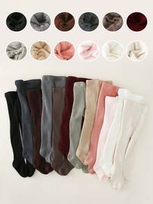 1/2/3 pary rajstop/legginsów dla dziewczynek na jesień/zimę, z podszewką termiczną, o wysokiej rozciągliwości, klasyczny wzór w pionowe paski, odpowiednie do szkoły, na święta, do uprawiania sportu, w podróż, w losowym kolorze