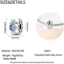 HappyStar 925 Sterling Silver Charms For Bracelets And Necklaces,Combination Dangle Pendants Beads Charms Jewelry Gift For Couples Sisters.(With Spacer Beads) - Kẹp hình ngôi sao và mặt trăng (2 chiếc) - Xem 4