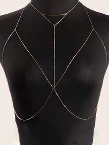 1pc Women's Sexy Chest Chain Jewelry, High-End Fashion Versatile Sexy Bikini Body Chain Necklace Accessory - Multicolor - View 6