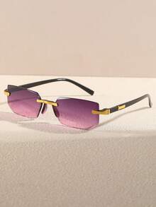 1 Pair Square Frameless Men's Everyday Versatile Fashion Glasses For Travel, Cycling, Fishing, Beach - Multicolor - View 11