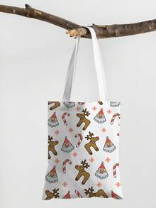 1 Stück Weihnachtsbaum Muster Tragetasche, große Kapazität Schultertasche, Damen Lässig Handtasche, Segeltuch Tragetasche geeignet für Arbeit, Schule, Einkaufen