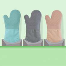 Double Layer Silicone Heat Resistant Oven Mitts, Non-Slip Kitchen Gloves For Cooking, Baking, Microwave - Multicolor - View 7