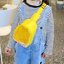 Bolso de pecho/bandolera de estilo coreano con líquido transparente tipo jalea y movediza, accesorio de decoración de muñeca con insignias de anime