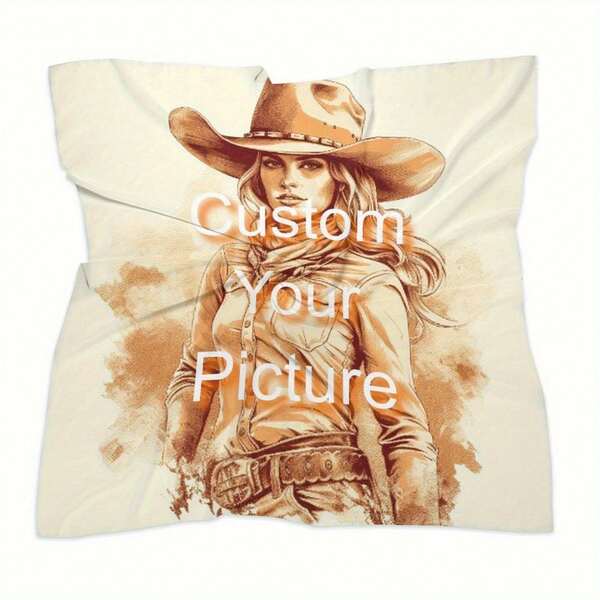 [Custom] 1pc Unisex Square Silk Scarf, Customizable With Patterns/Photos, Silk-Like Feel Square Scarf, Unisex Handkerchief - Unique Gift Choice