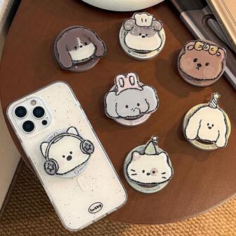 1pc Ins Style Magnetic Phone Holder, Strong Adsorption, Original Korean Funny Dog Design, Compatible With Apple, VIVO, OPPO Magnetic Phone Cases, Suitable For Oil Painting Cartoon Compatible With IPhone, Android Phone, Gift For Birthday, Family, Friends, For Summer Bathroom Kitchen Gifts Birthday Phone Stand Phone Accessories Strong Load-Bearing