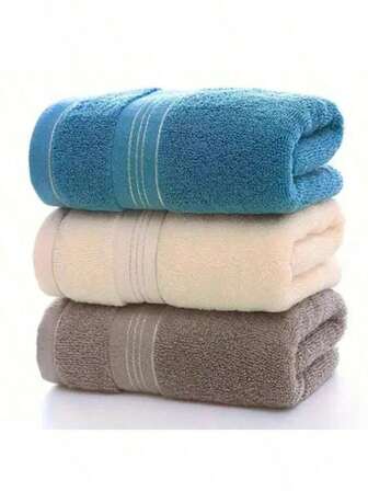 1 pieza Toalla grande 34 x 74 cm, 420 g/m², Toalla - Secado rápido y súper absorbente con ribete dorado, amigable con la piel, adecuada para baño/gimnasio/spa - Suave y ligera con opciones de multicolor, Toalla de cara