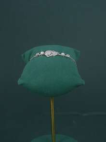 Conjunto de 5 joias de casamento com design geométrico banhado a ouro branco, conjunto de joias de zircônia cúbica branca, incluindo colar, pulseira, brincos e anel, adequado para uso diário e casamento, presente de aniversário de casamento - Conjunto Geométrico - Ver 4