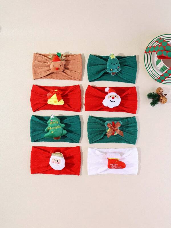 1 pieza Diadema navideña para bebé, decoración adorable de Papá Noel, campana, árbol de Navidad, accesorios para el cabello de bebé, tocado navideño