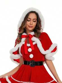 1 Xale para Banquete de Natal, Capa com Capuz para Cosplay Feminino, Xale Curto de 35cm, Fantasia de Chapeuzinho Vermelho, Bruxa e Vermelho, Verde Escuro, Verde Grama para Carnaval, Ano Novo e Festas