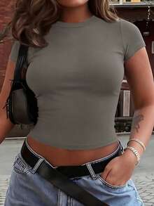 Vaiaye Women's Summer Casual Multi Functional Solid Color Short Sleeve Christmas New Year Thanksgiving T-Shirt - Light Brown - View 11