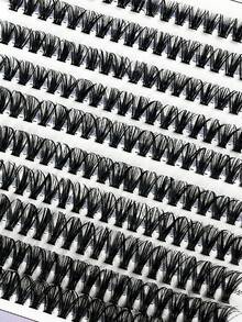 200pcs 30D Eyelash Extension Cluster, Long Mixed Single Lash Bundles, High Capacity DIY Eyelash Extension Kit, Suitable For Beginners, Soft & Comfortable - 黑色 - 查看 4