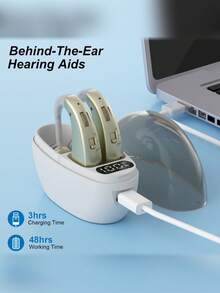 2pcs Rechargeable Hearing , Golden,Blue,Black, USB Charging, 36V Max , Battery 30mAh, Sound Earpieces Charging For Hearing Impaired(No Wireless Property) - Black - View 2