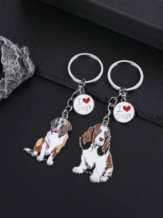 1个金属合金宠物狗钥匙扣，女孩背包手提包挂件钥匙圈，男友汽车钥匙扣礼物，精致帅气的狗狗钥匙扣配件，同学家人节日礼物，爱人生日礼物