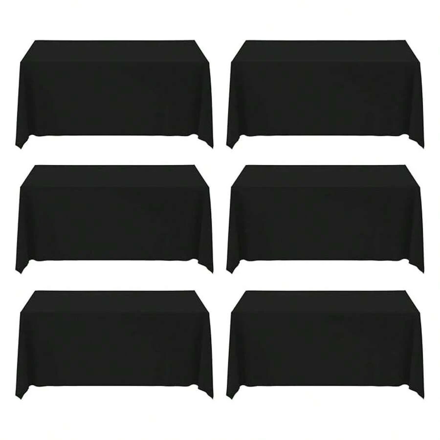 Black Tablecloths,6 Pack 90 * 132inch Stain And Wrinkle Resistant Polyester Black Rectangle Tablecloth,Decorative Fabric Table Cover For Party,Wedding,Kitchen,Dinning - 多色756 - 查看 1