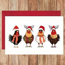 One Fun Santa Claus And Chick Greeting Card - A Cartoon-Themed Holiday Card Suitable For All, Containing The Blessing Of "Merry Christmas," Ideal For Holiday Celebrations. Christmas Cards | Cartoon-Themed Cards | Paper Cards, Christmas Greeting Cards - Multicolor - View 7