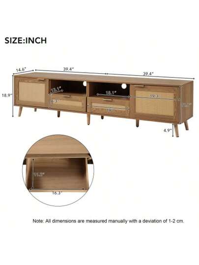 Low TV Cabinet Multiple Storage Functions, Wood ed Particleboard, Open Space Ladder Compartments, Accommodates Up To 70 Inch TVs, 173 38 48 Cm view 5