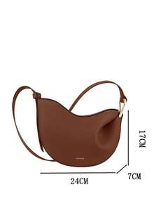 Bolso de hombro de piel auténtica texturizada con estampado de guisantes único para mujer - Coñac - Ver 2