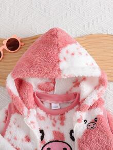 3pcs Set: Fashionable Cute Embroidered Sleeveless Jacket, Embroidered Sweatshirt, And Ankle Length Pants - Multicolor - View 3