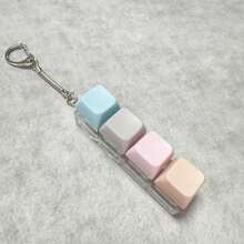 1pc Random Keyboard Fingertip Spinner Toy 4-In-1 Keyboard Keychain Cube Mechanical Click Toy, Stress Relief Gift Suitable For Office, School, Home (Gradient Color) - Multicolor - View 2