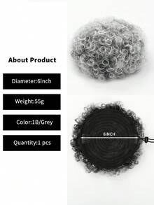 60g Short Fluffy Drawstring Ponytail Wig For Women, Quality Black/Brown/Gray/Wine Red, Suitable For Natural Hair, Clip-On Curly Bun, Suitable For Christmas, New Year, Carnival, Music Festival And Other Occasions - Multicolor - View 6