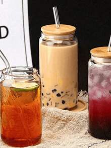 Christmas Gift Recommendation! Simple Transparent Cylindrical Large-Capacity Straw Glass With Lid - Multi-Purpose Drinking Cup For Hotel Restaurant Lemonade Milk Tea Cola, Office & Home Daily Use