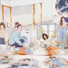 20张/包 女孩主题贴纸，创意美学贴纸，DIY装饰拼贴工艺材料，节日礼物，个性化剪贴簿学习用品文具 - 粉色 - 查看 6