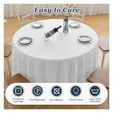 Round Tablecloth,6 Pack 132inch Stain And Wrinkle Resistant Polyester Table Cloth,Decorative Fabric Table Cover For Kitchen,Dinning,Party,Wedding RoundWhite - Multicolor 759 - View 3