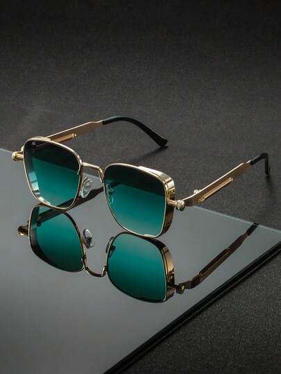 1pc Frameless Rectangular Men's Eyeglasses, Vintage Style Suitable For Outdoor & Travel, Men's Glasses