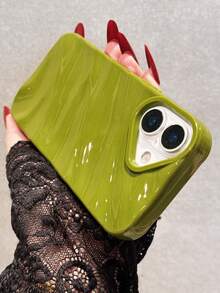 Wave Ripples 1pc New Glossy Wave Pattern Material Phone Case Compatible With IPhone 17 Pro Max/17/17 Pro/16 Pro Max/16/16 Pro/16 Plus/15 Pro Max/15 Pro/15 Plus/15/14 Pro Max/14 Pro/14/13 Pro/13/12 Pro/12/11/XS/X Max/8 Plus/7, Shockproof Soft Full Coverage Case For Women, 13 Pro Max/XR - Green - View 4