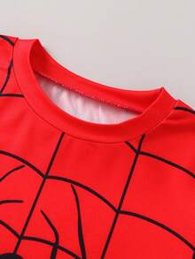 Bộ 2 món đồ dự tiệc cho bé trai, quà tặng dễ thương và phong cách, thoải mái khi đi chơi ngoài trời, áo thun cổ tròn tay dài in họa tiết mạng nhện màu đỏ và xanh lam, kèm quần ống đứng, mùa thu - Đỏ - Xem 8