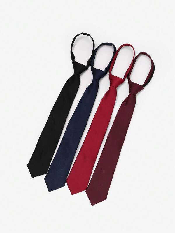 1pc Black Zipper Tie, Plaid Zipper Design, Fashionable & Versatile Accessory, Suitable For Daily, Commute, Men & Women, Styling